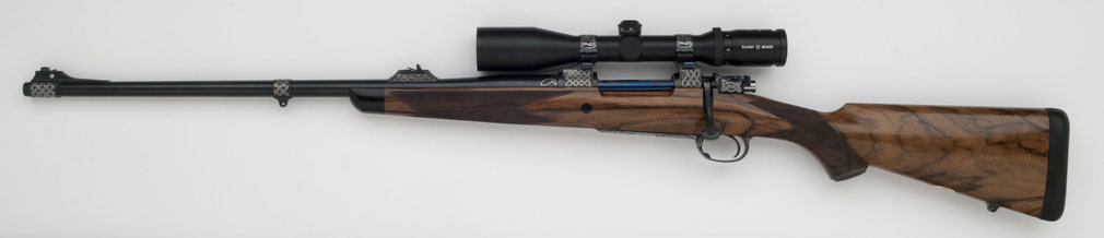 7mm STW left handed custom rifle with Celtic engraving 7mm STW left handed custom rifle with Celtic engraving
