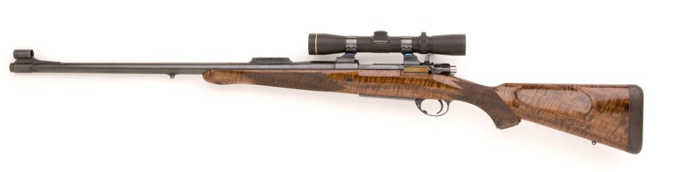 Mauser 270 custom rifle Bastogne stock with Schnabel forend tip